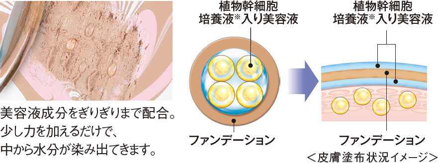 美容液成分をぎりぎりまで配合。少し力を加えるだけで、中から水分が染み出てきます。