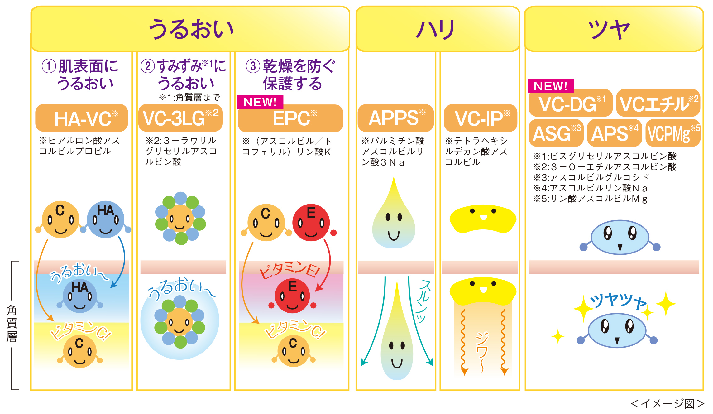 10種類のビタミンC誘導体「パーフェクトVCカクテル10」イメージ図