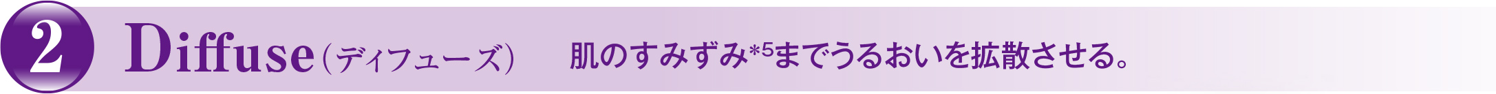 2 Diffuse（ディフューズ）肌のすみずみ※5までうるおいを拡散させる。